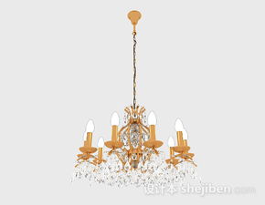 精致歐式風(fēng)格金屬燭臺(tái)狀水晶吊燈3D模型免費(fèi)下載